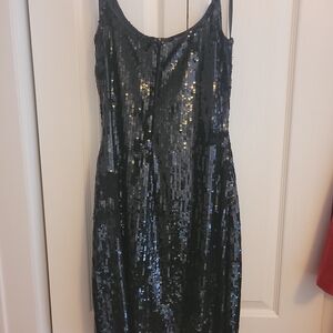 Elegant Black Sequin Mini Dress Sz 8